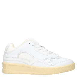 White Leather Low Top Sneakers