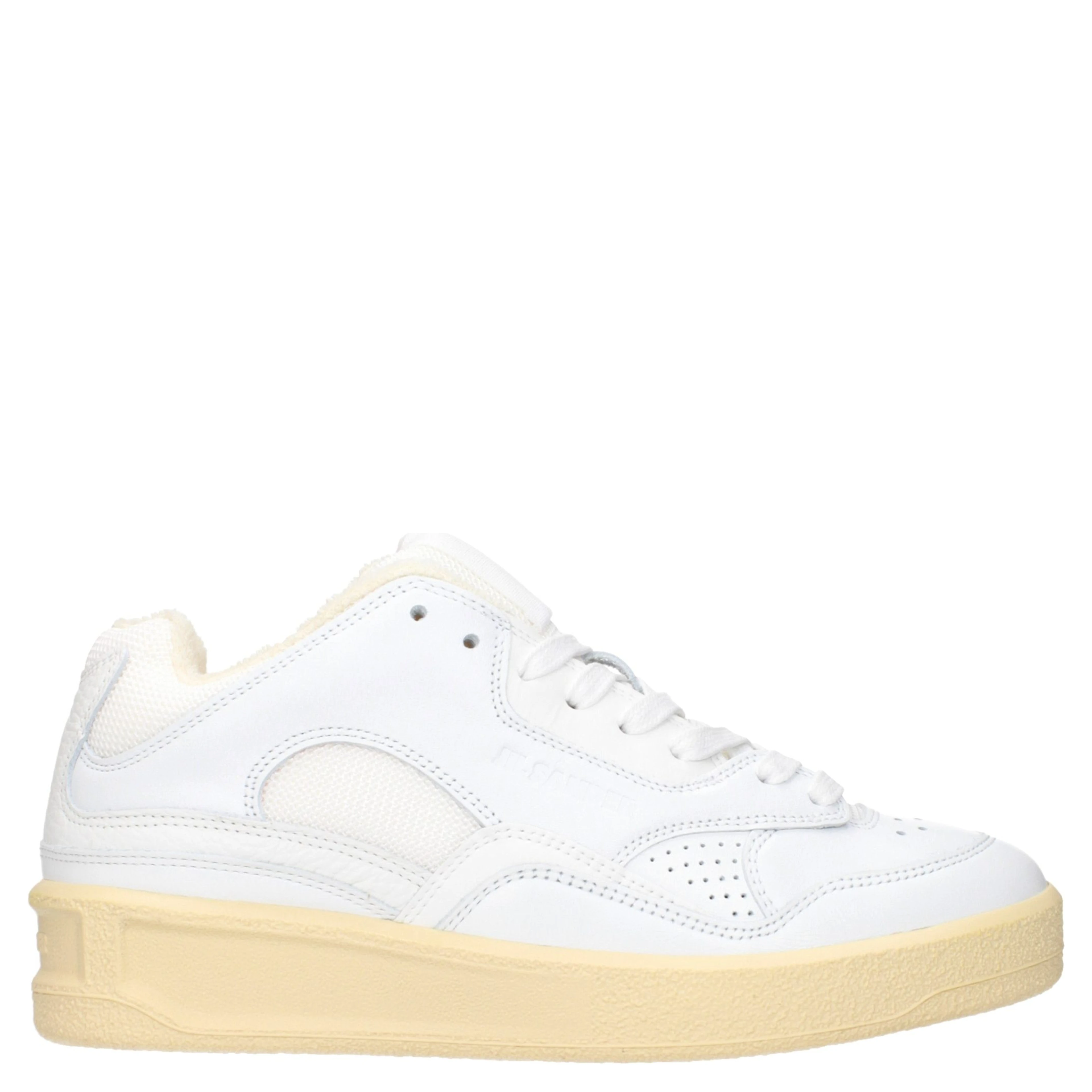 White Leather Low Top Sneakers