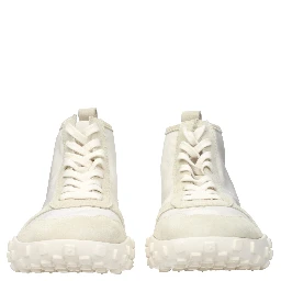 White Fabric High Top Sneakers