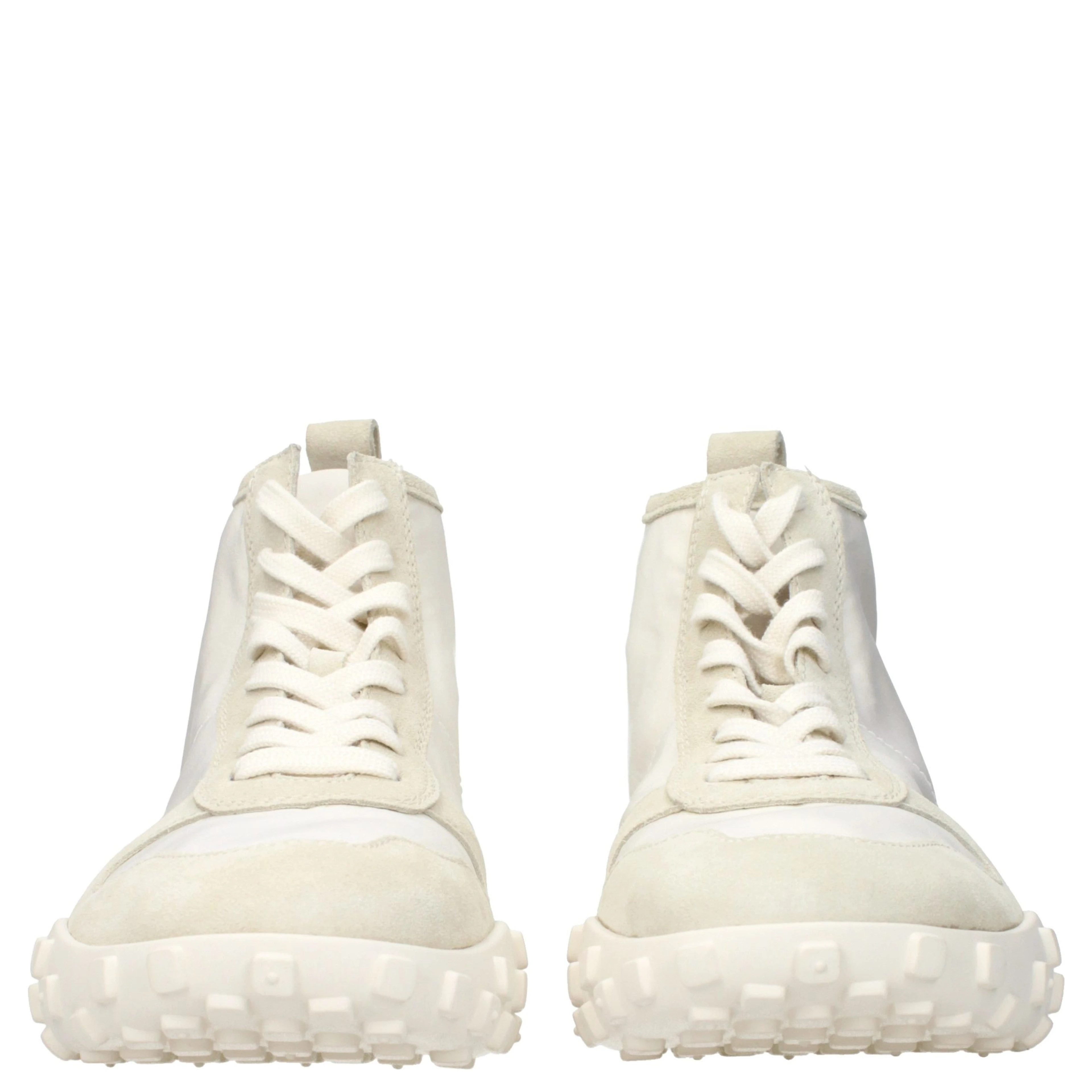 White Fabric High Top Sneakers
