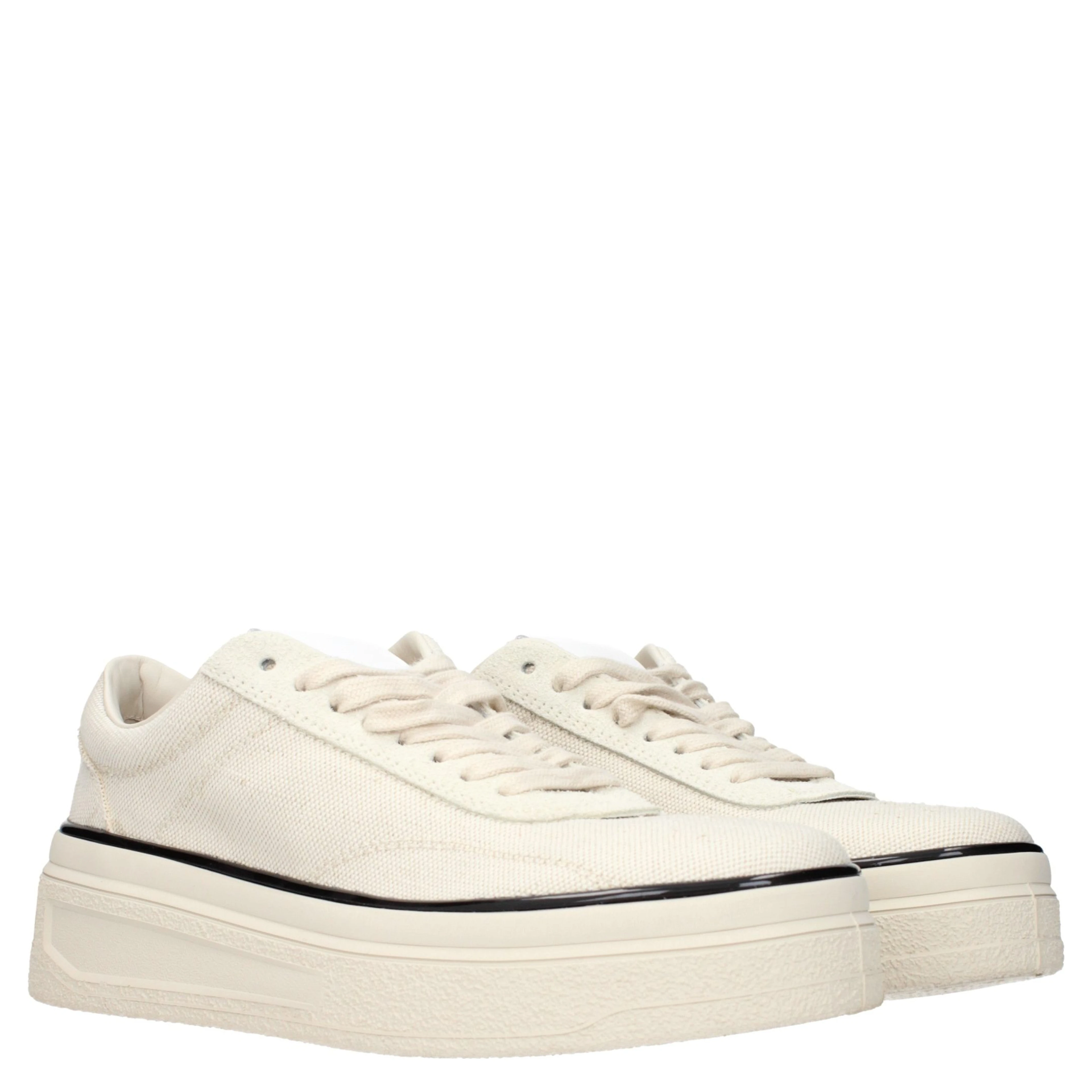 Beige Fabric Platform Sneakers