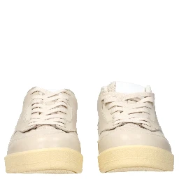 Beige Leather Low Top Sneakers