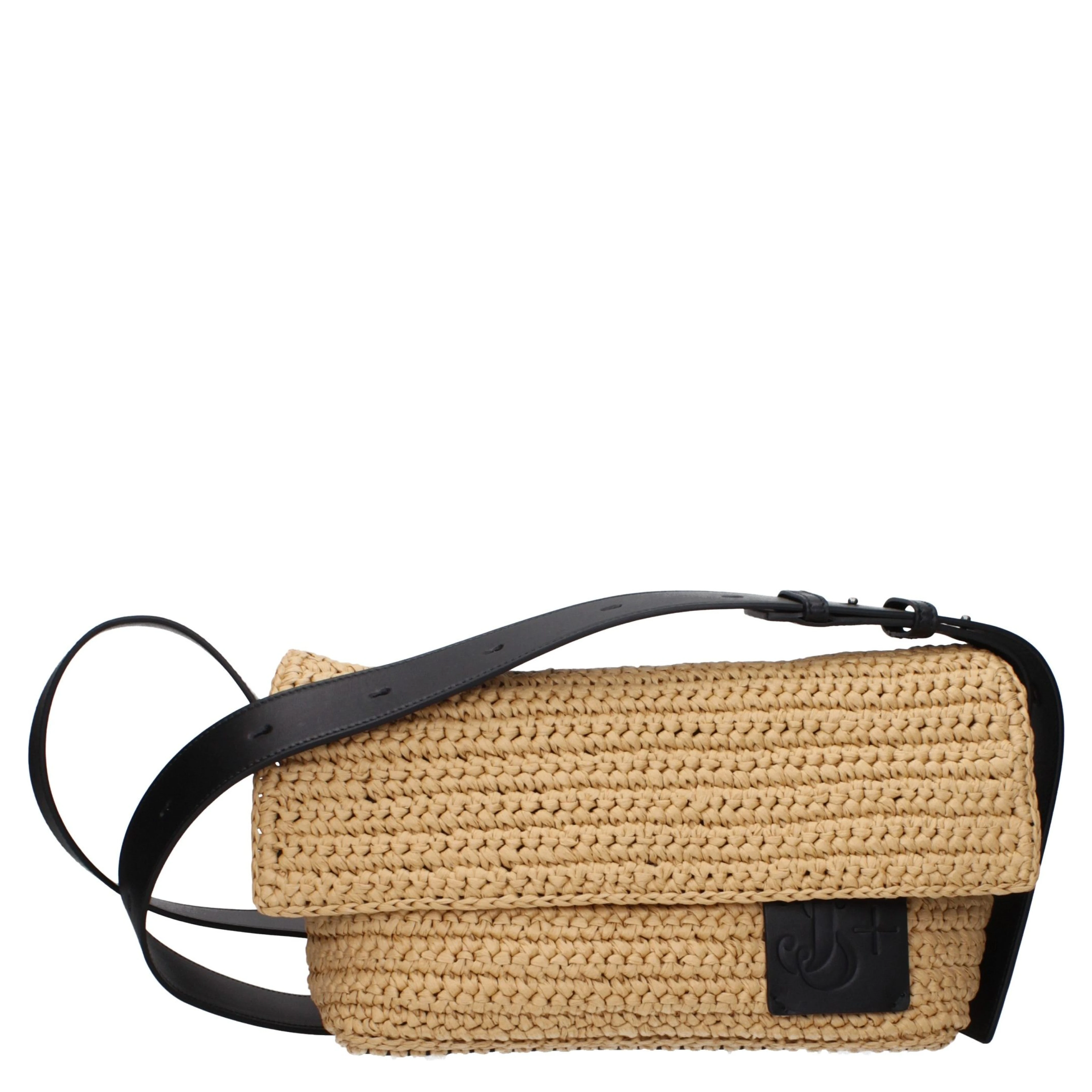 Beige Raffia Crossbody Bag