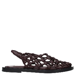 Brown Leather Flat Sandals