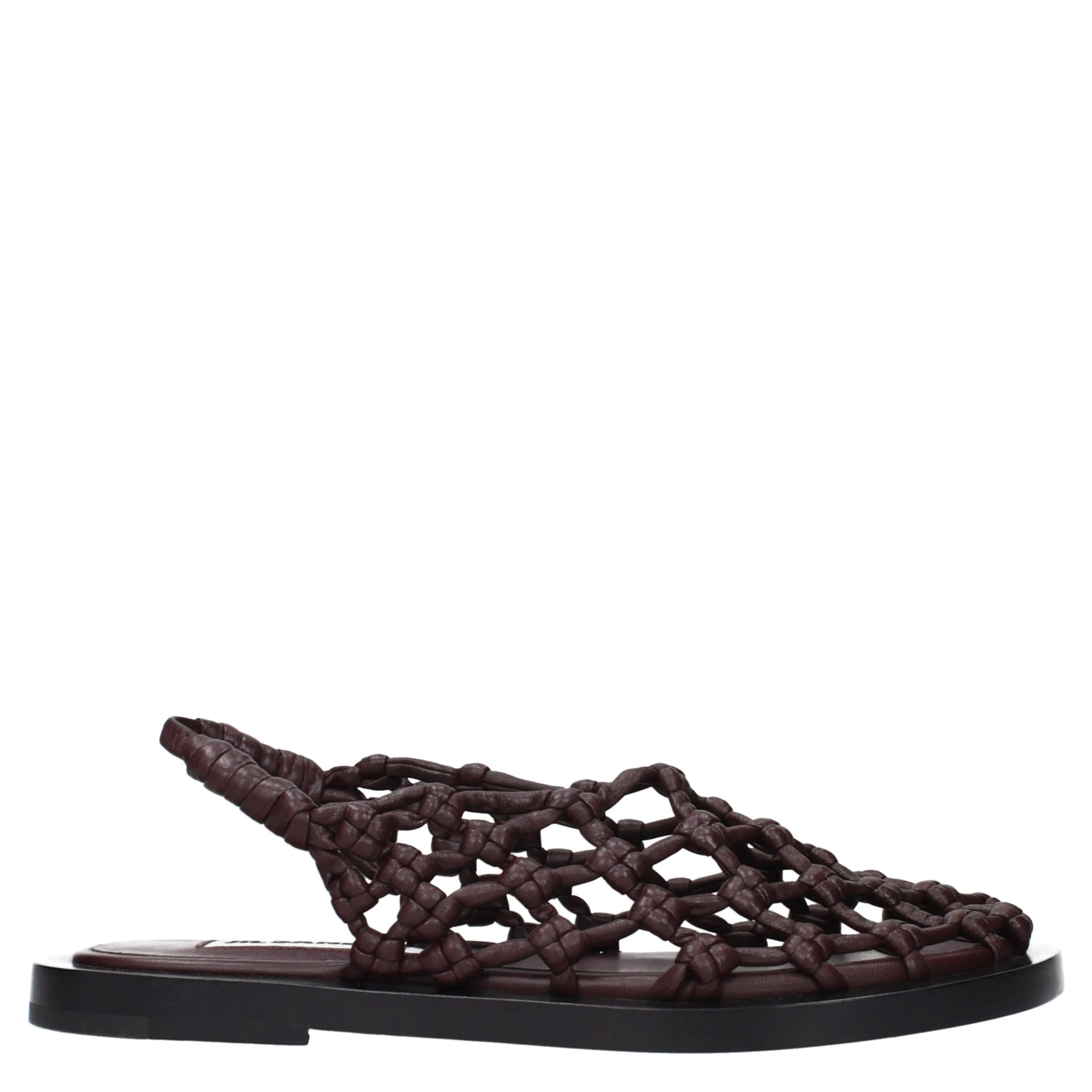 Brown Leather Flat Sandals