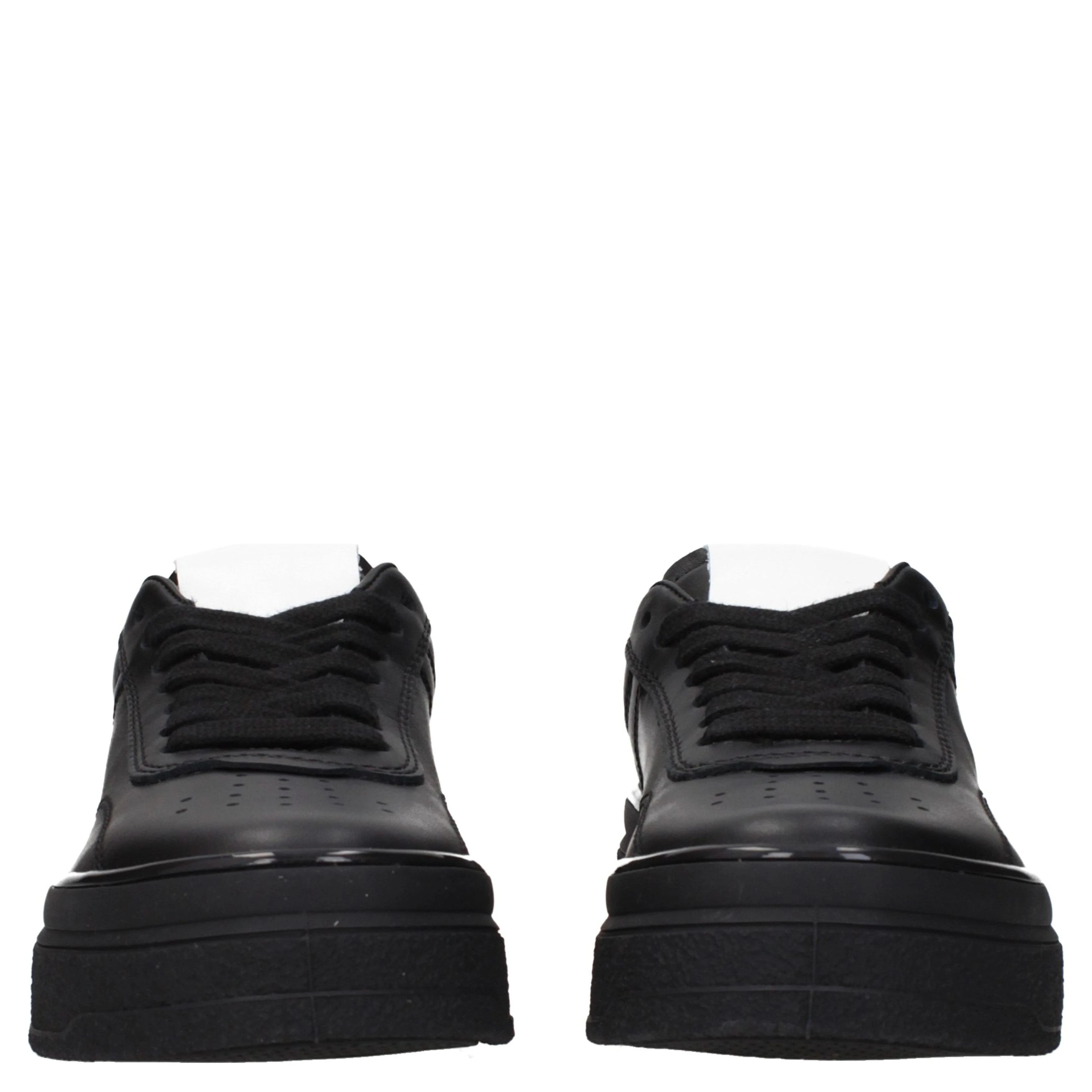 Black Leather Platform Sneakers