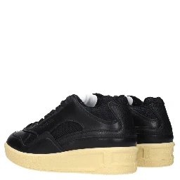 Black Leather Low Top Sneakers