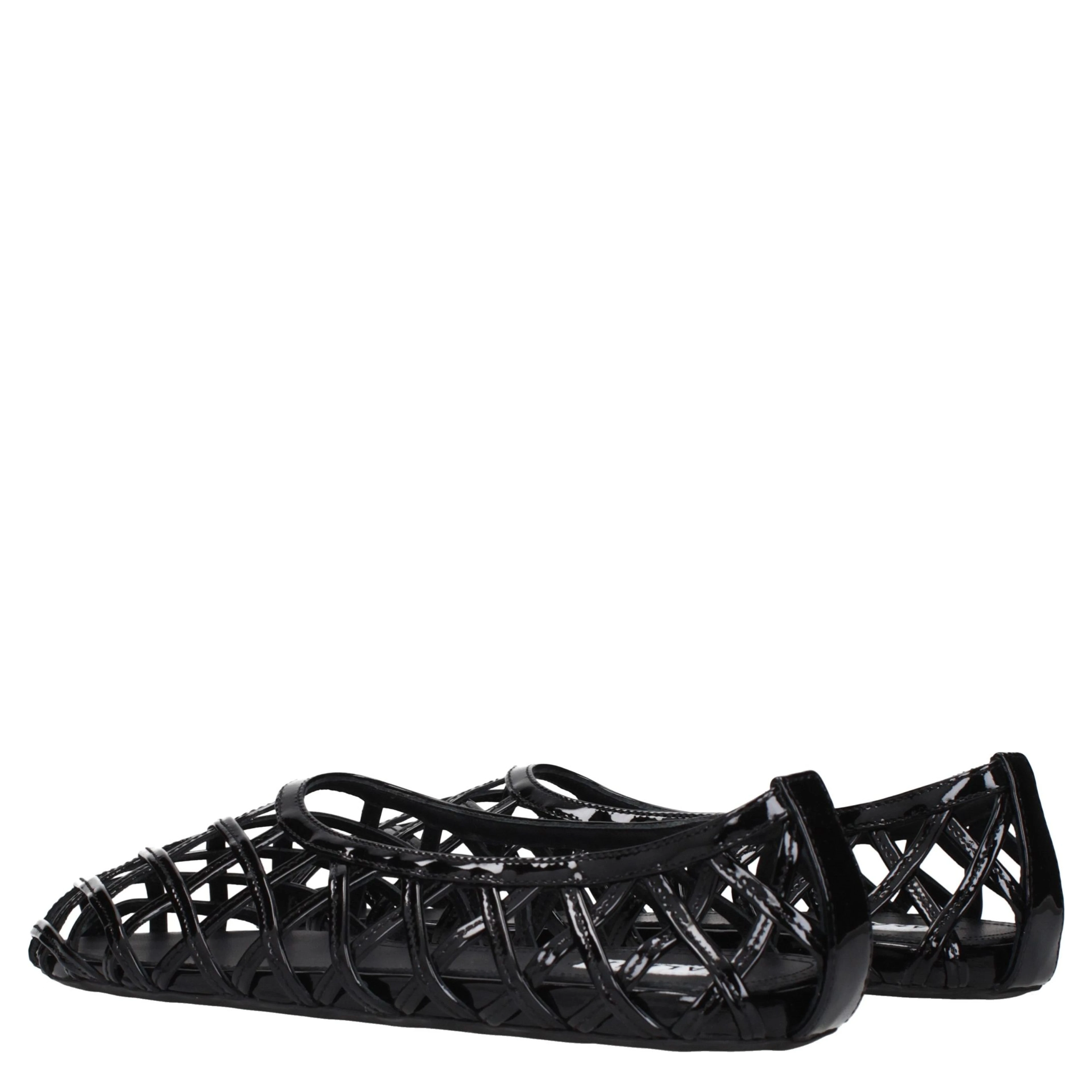 Black Leather Ballet Flats