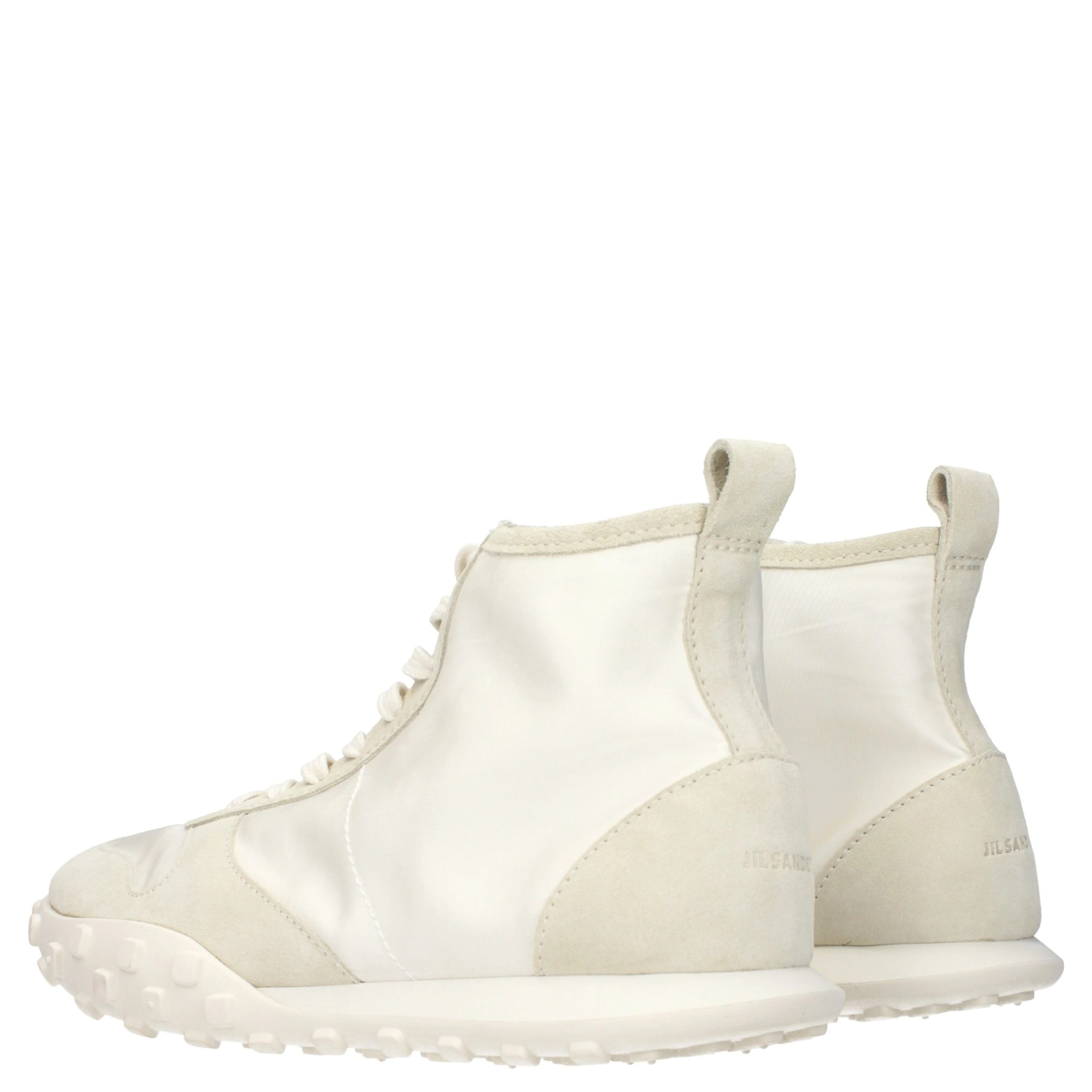 White Fabric High Top Sneakers
