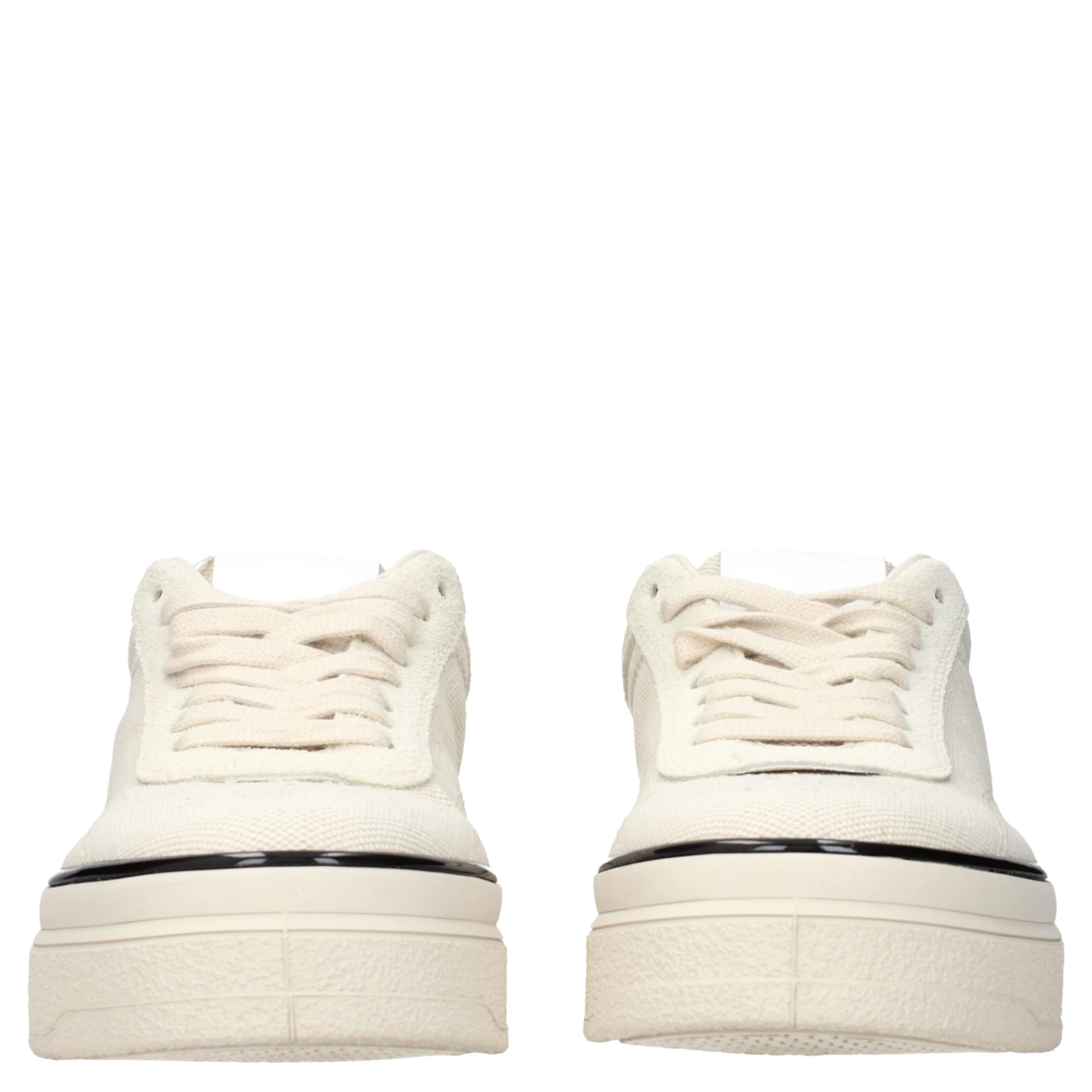 Beige Fabric Platform Sneakers