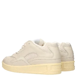 Beige Leather Low Top Sneakers