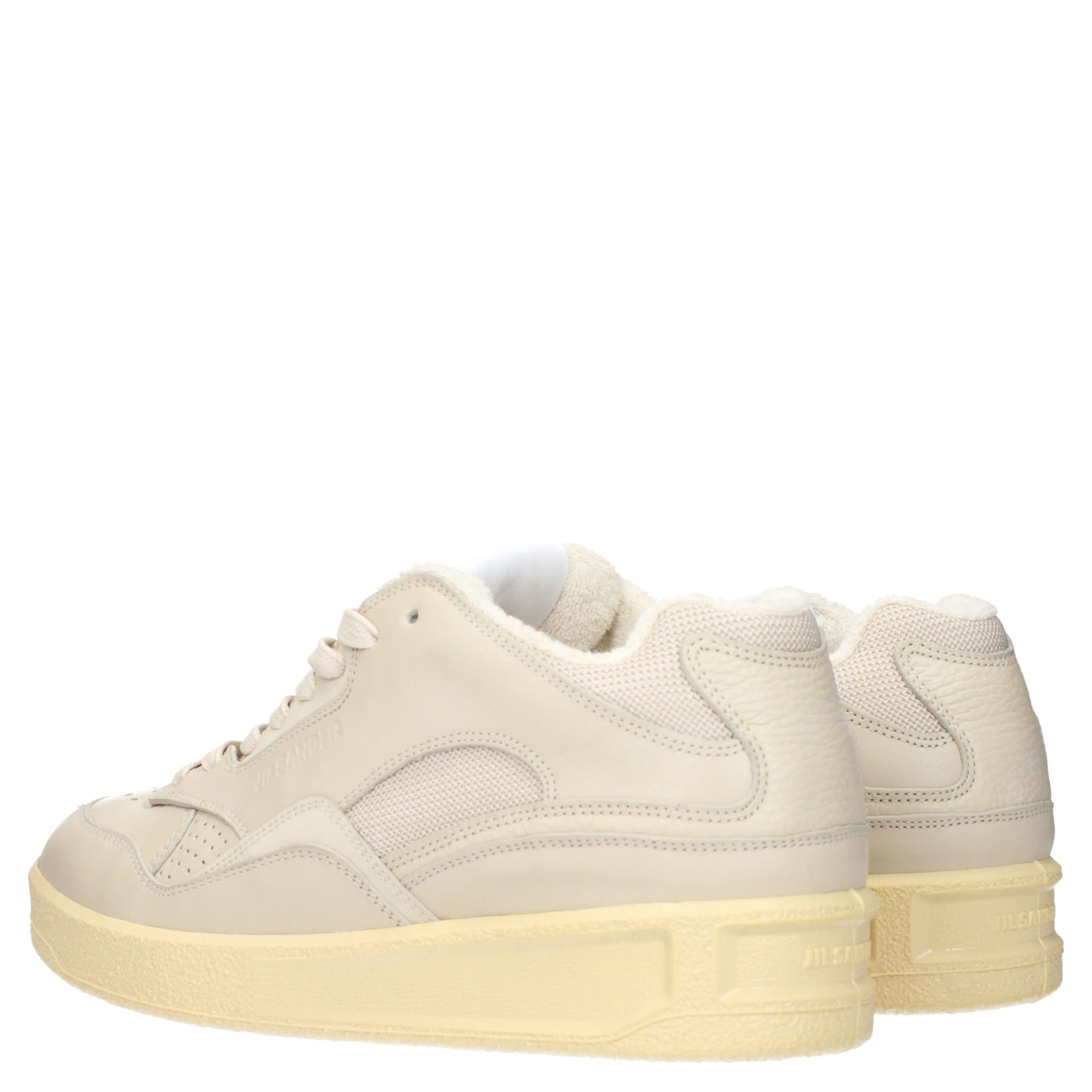Beige Leather Low Top Sneakers