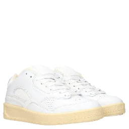 White Leather Low Top Sneakers