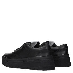 Black Leather Platform Sneakers