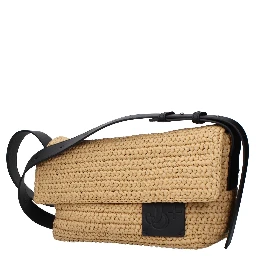 Beige Raffia Crossbody Bag