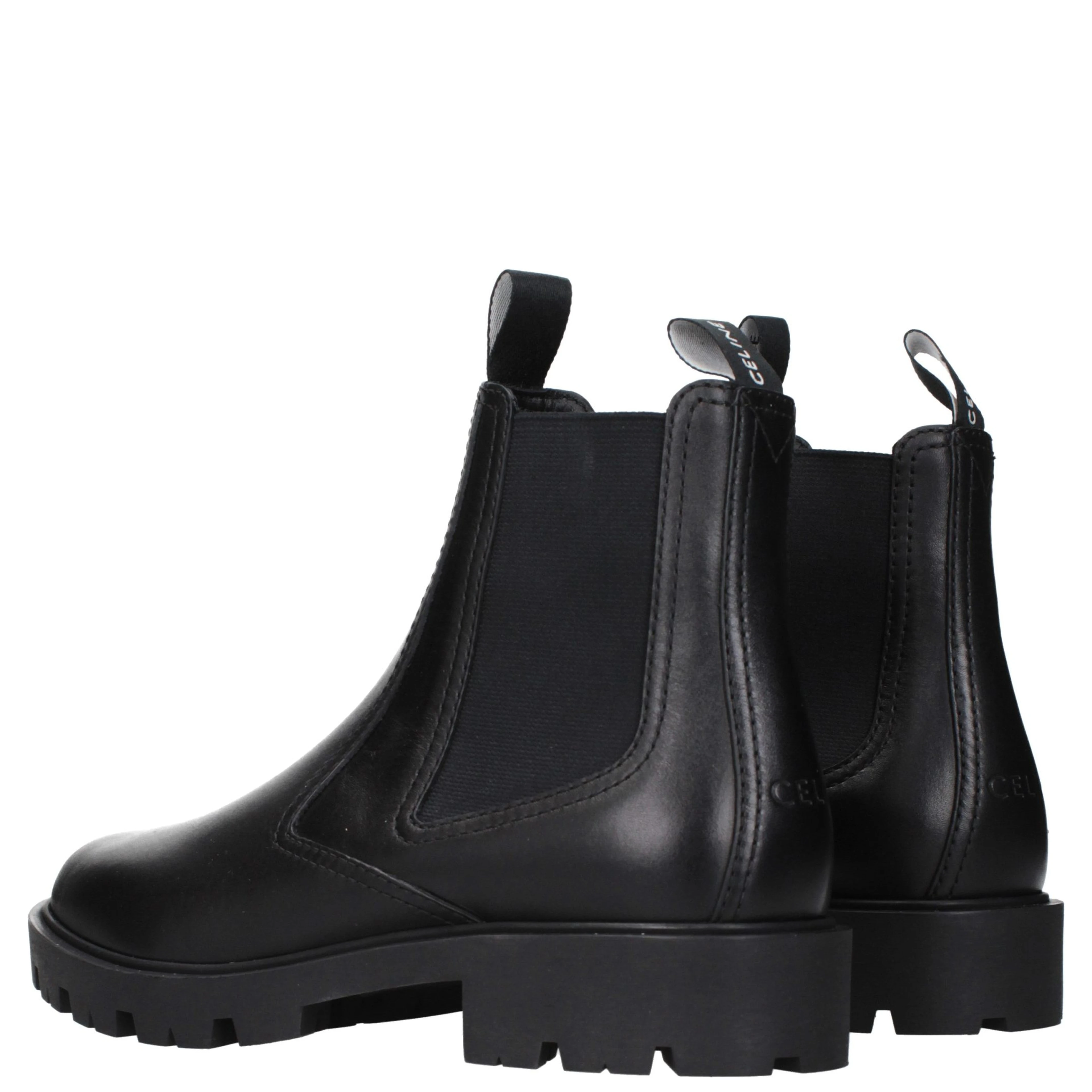 Black Leather Ankle Boots