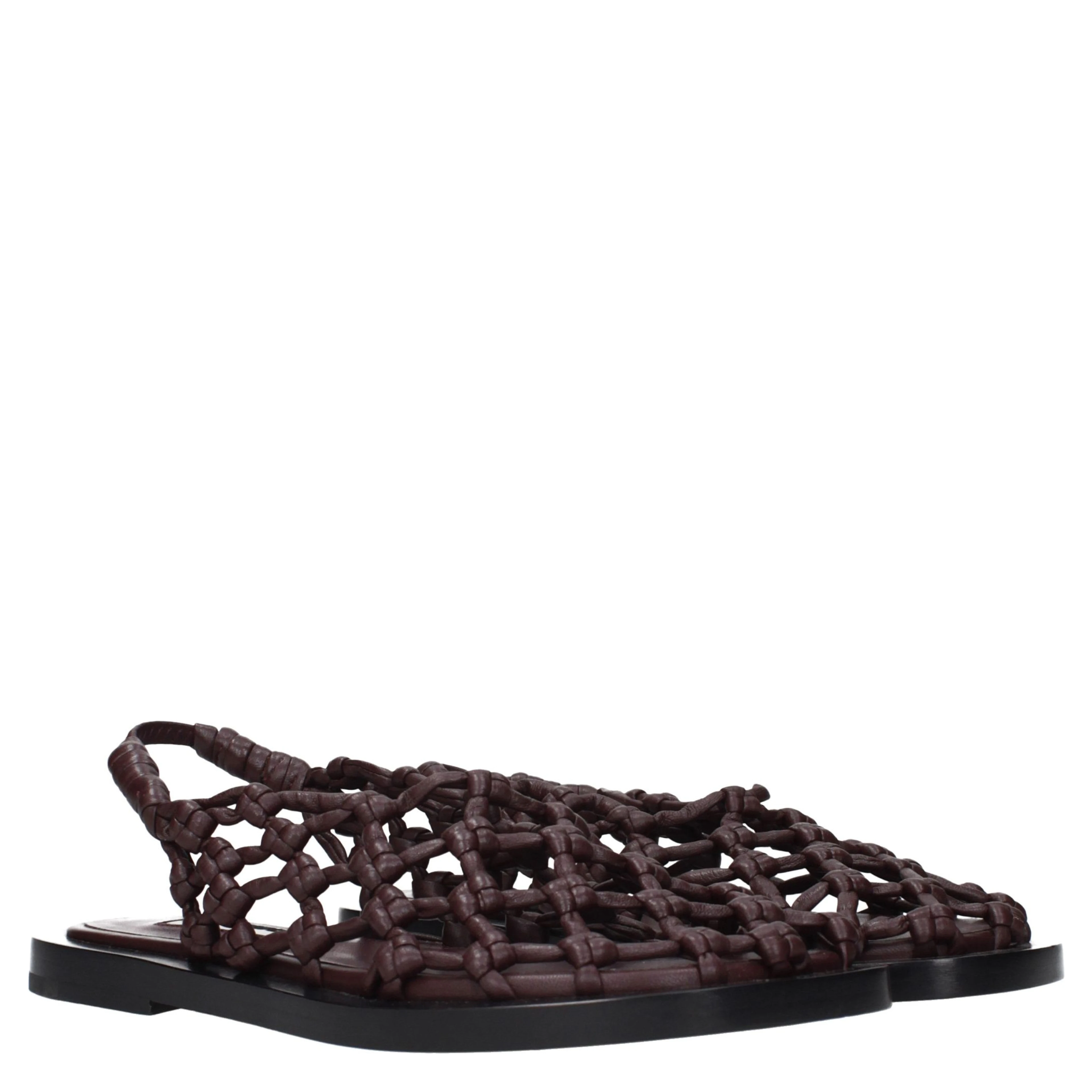 Brown Leather Flat Sandals