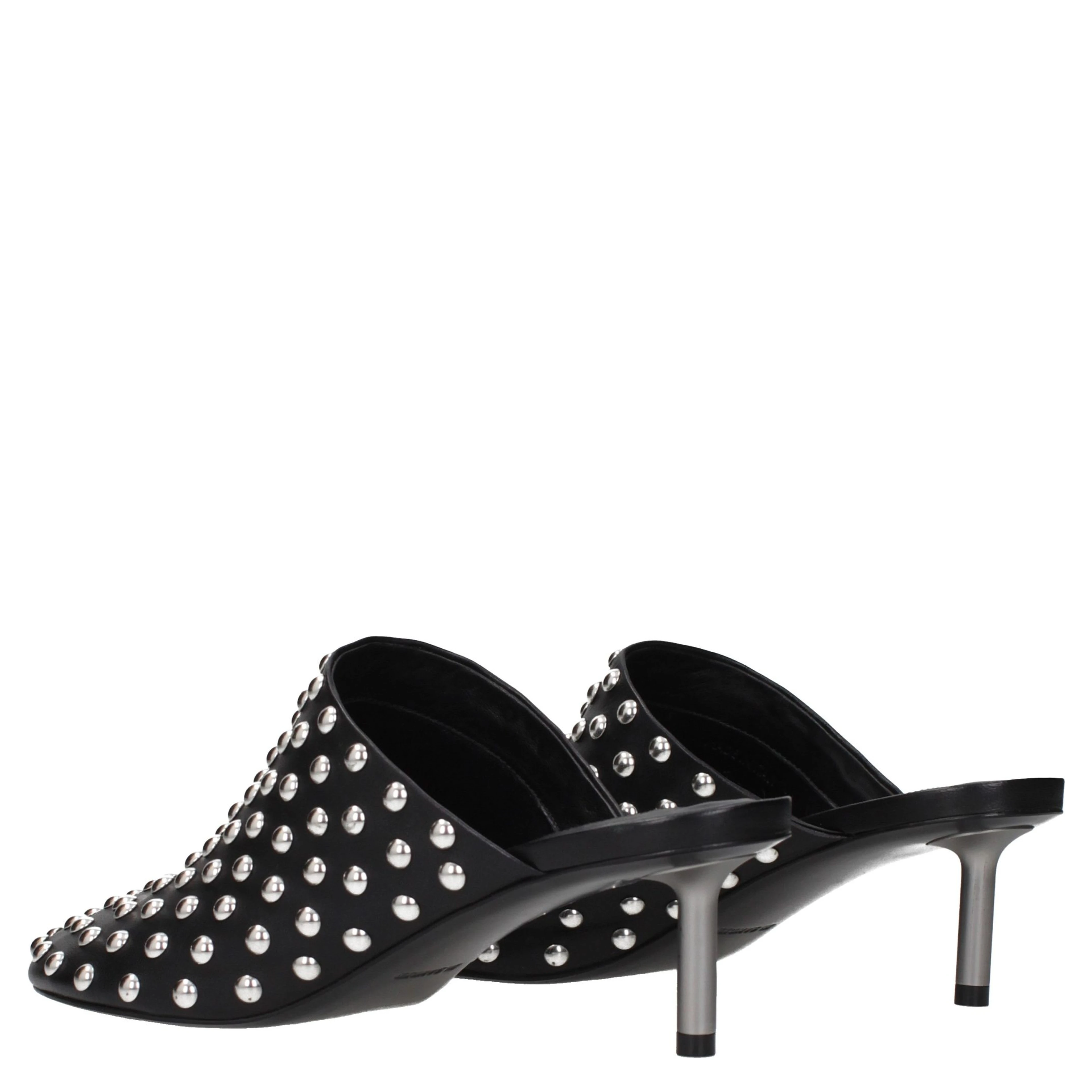 Black Leather Mules