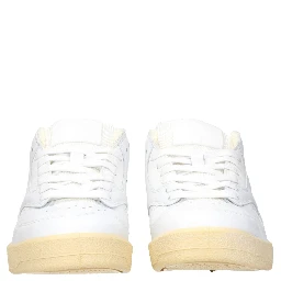 White Leather Low Top Sneakers