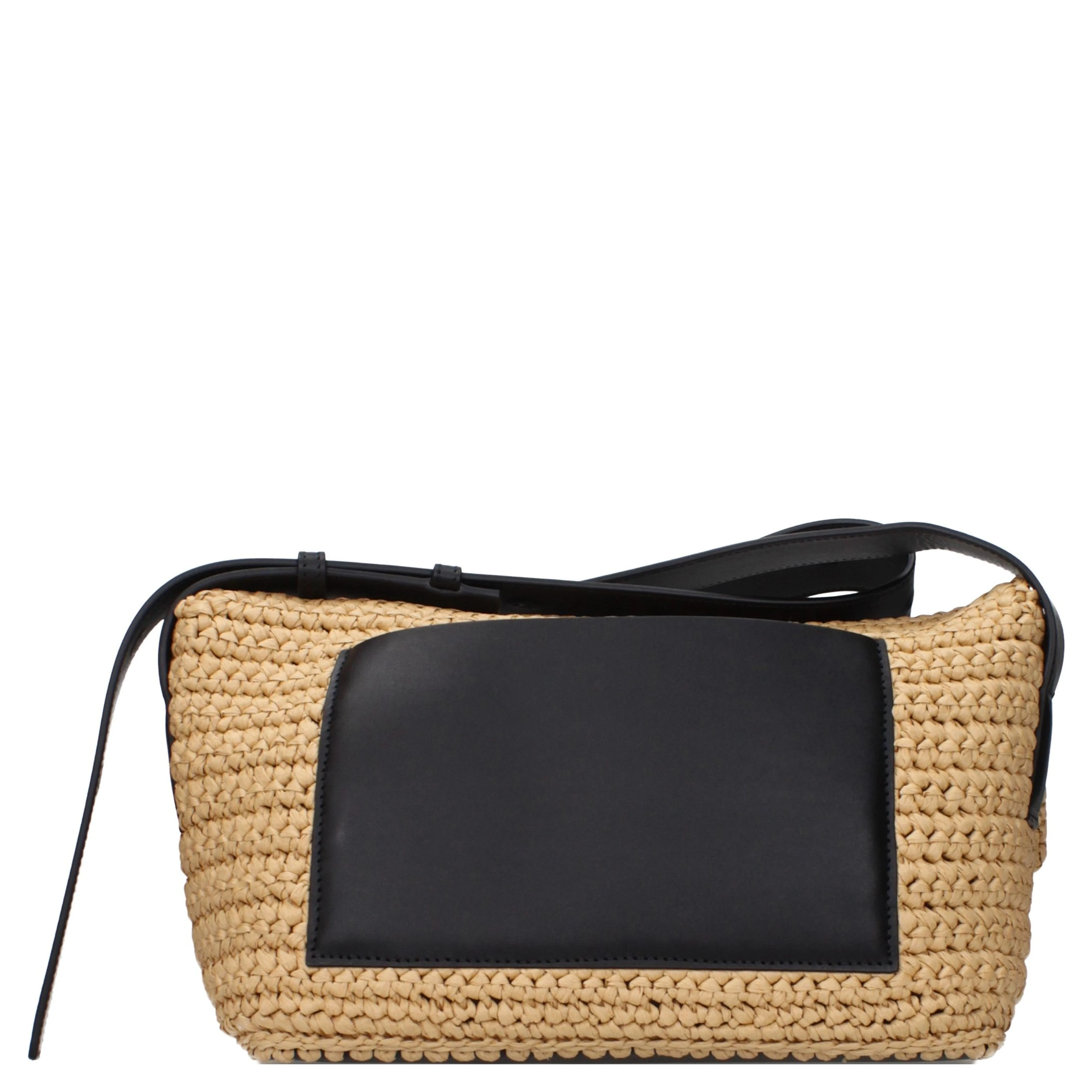 Beige Raffia Crossbody Bag