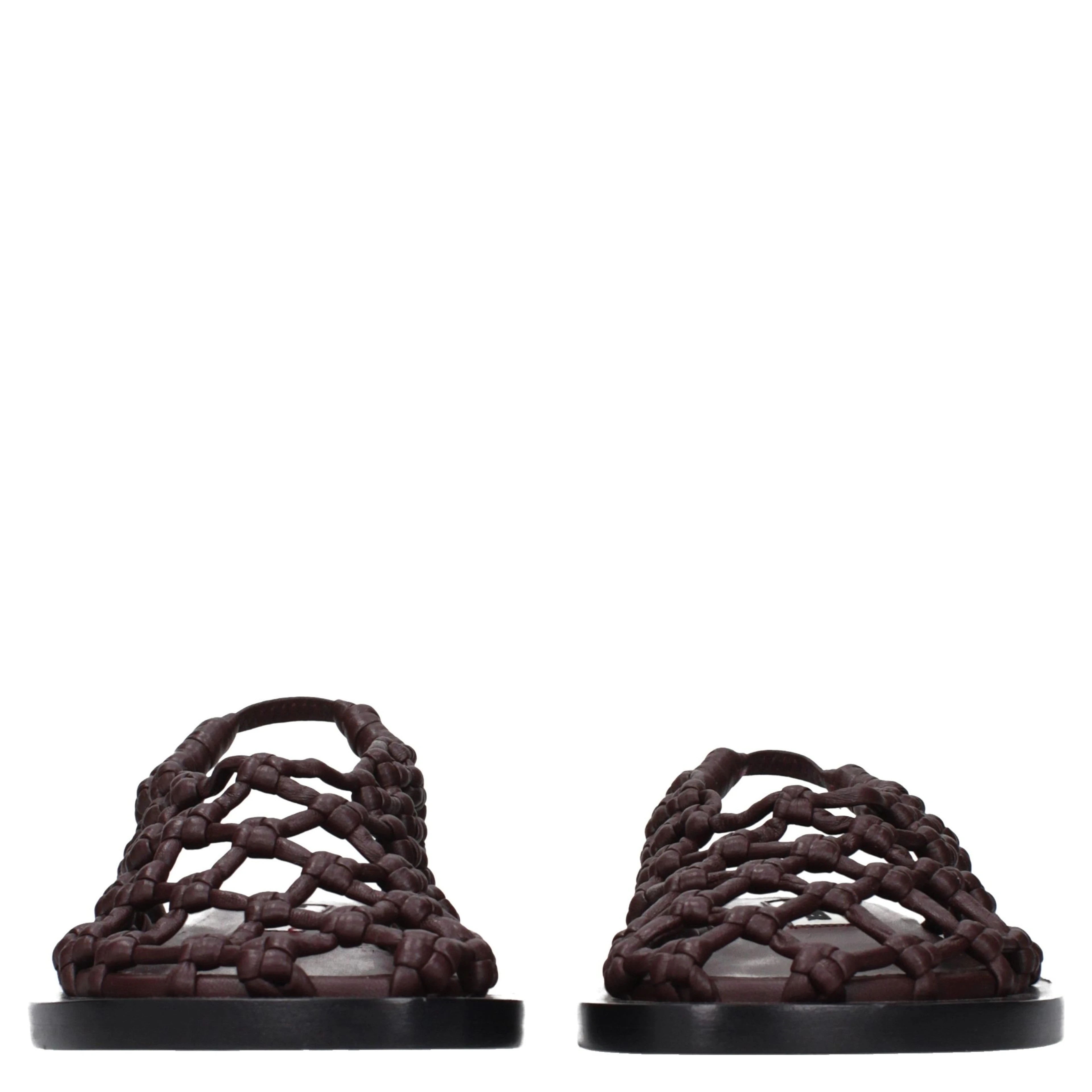 Brown Leather Flat Sandals