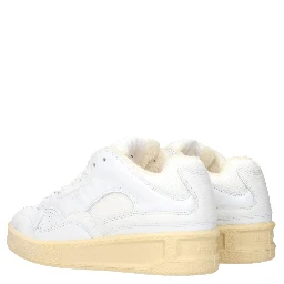 White Leather Low Top Sneakers