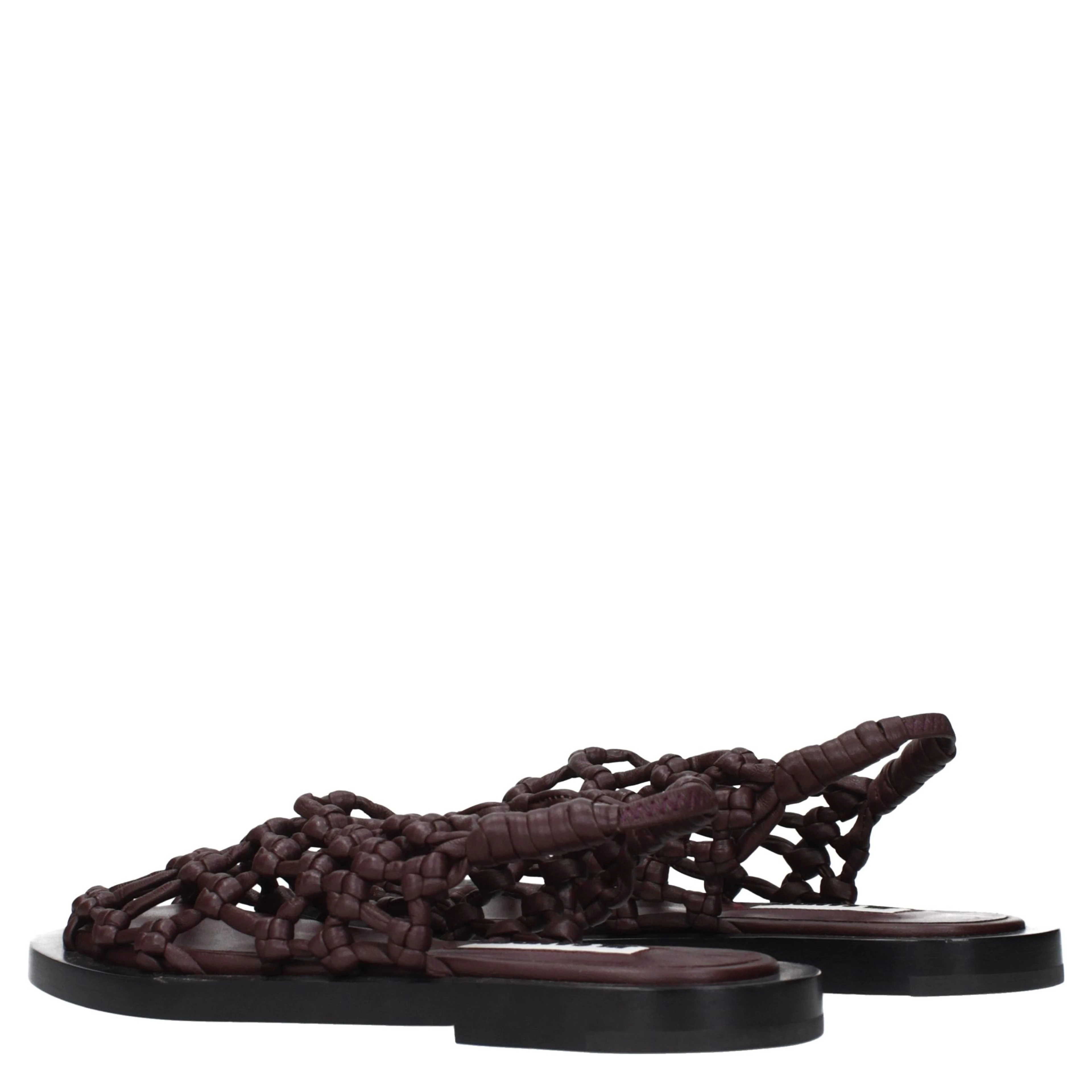 Brown Leather Flat Sandals