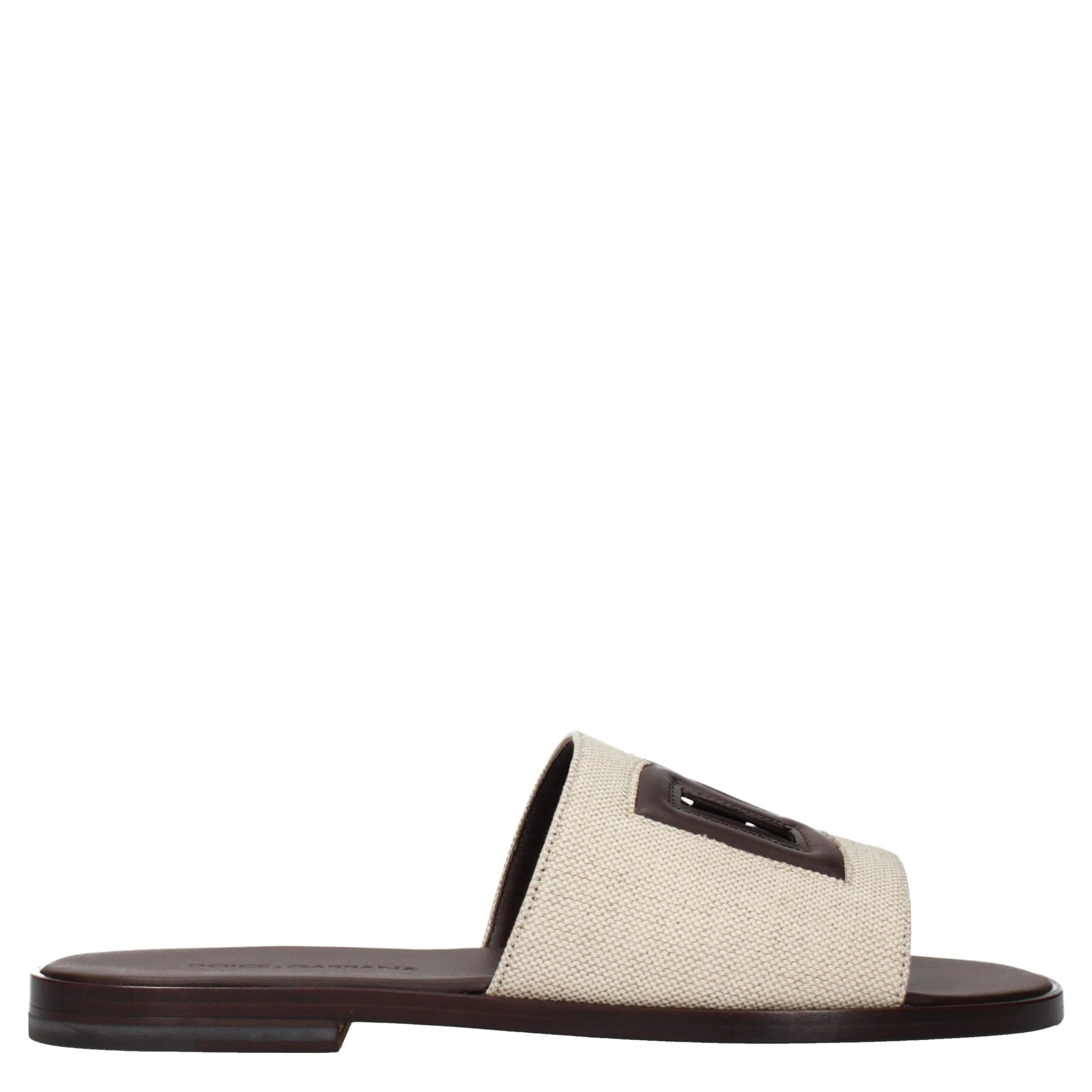 Beige Fabric Slippers