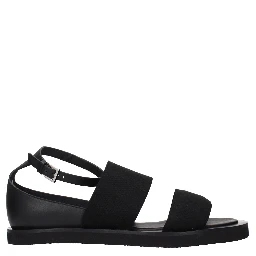 Black Fabric Flat Sandals
