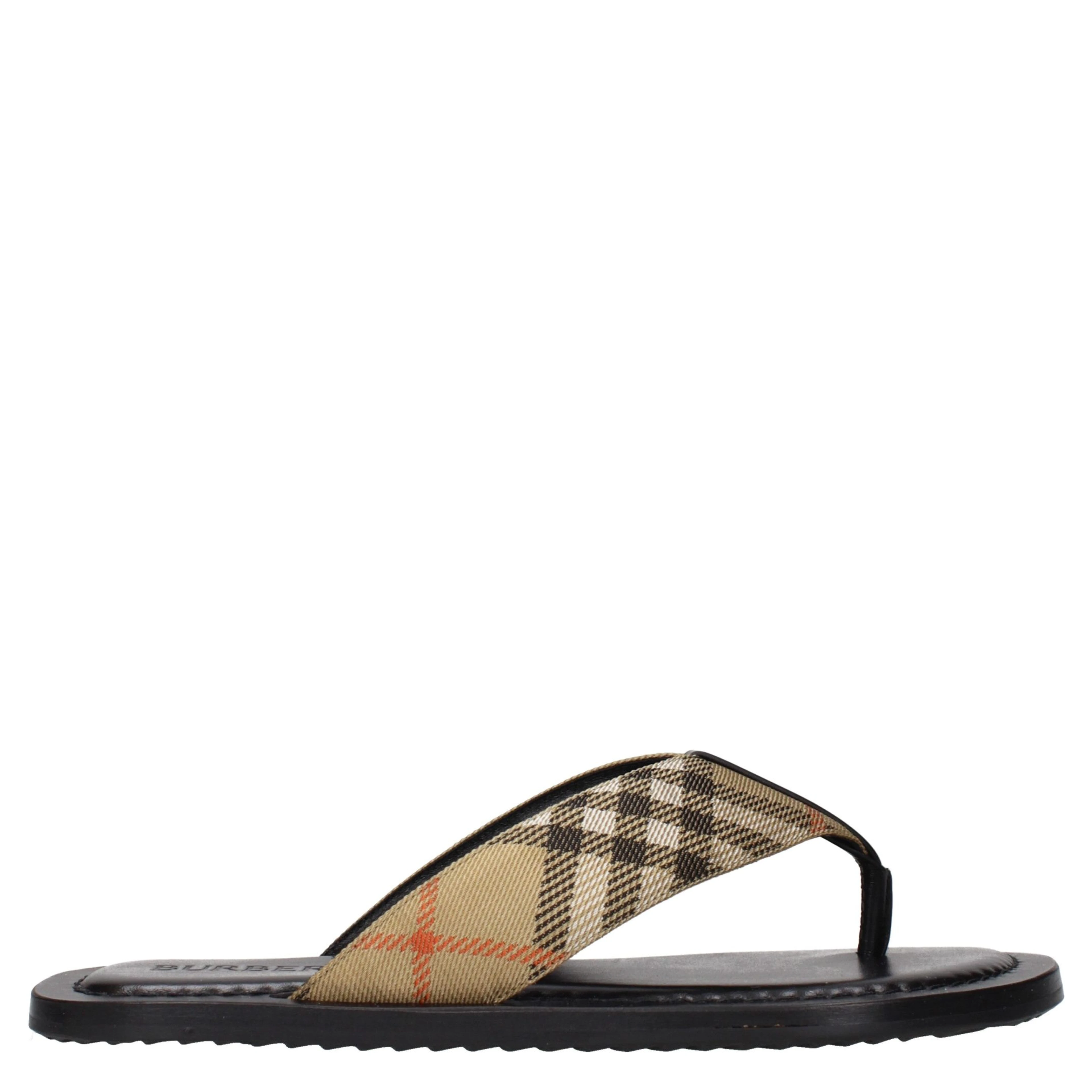 Beige Fabric Flip-Flop Sandals