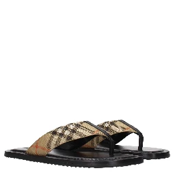Beige Fabric Flip-Flop Sandals