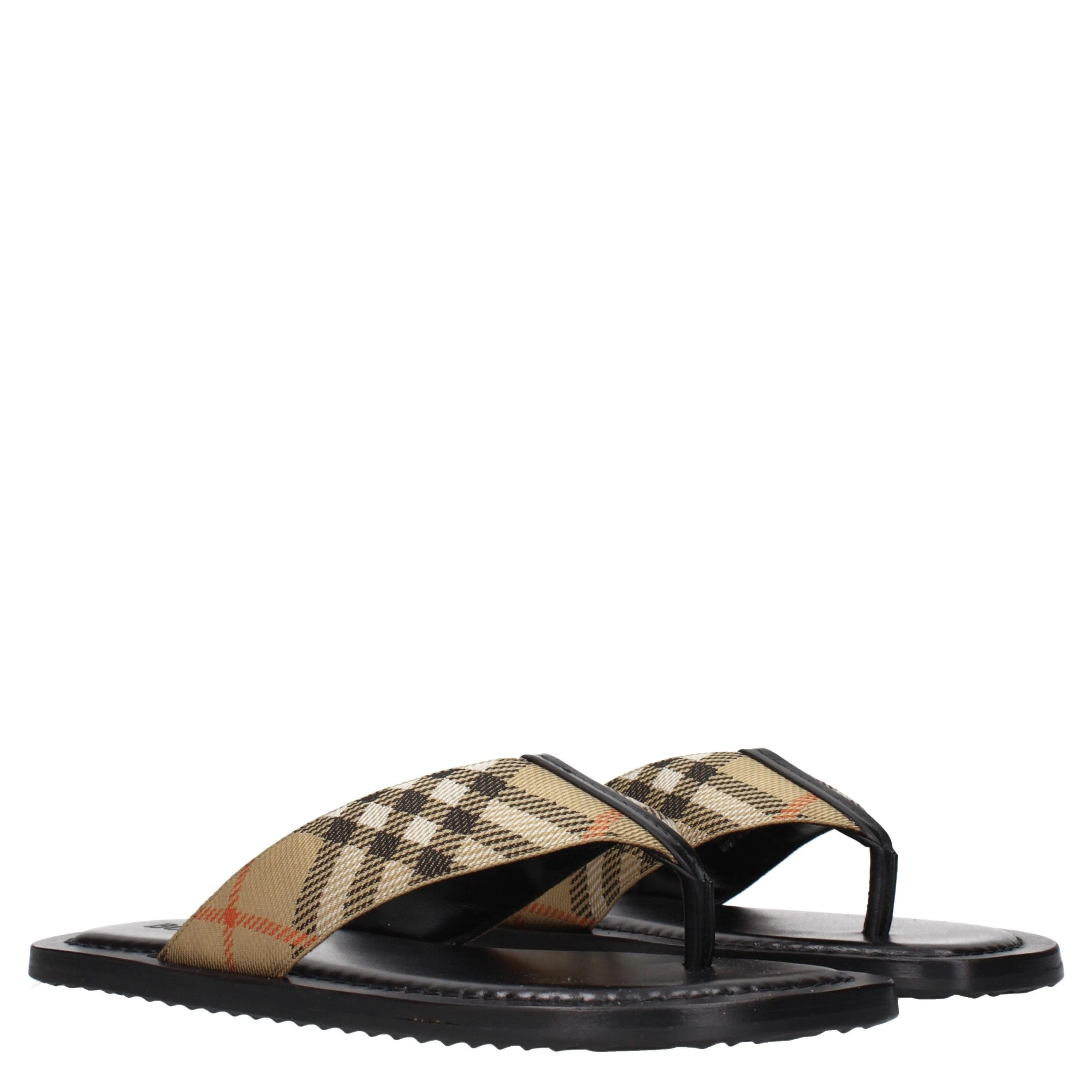Beige Fabric Flip-Flop Sandals