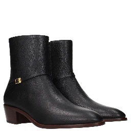 Black Leather Ankle Boots