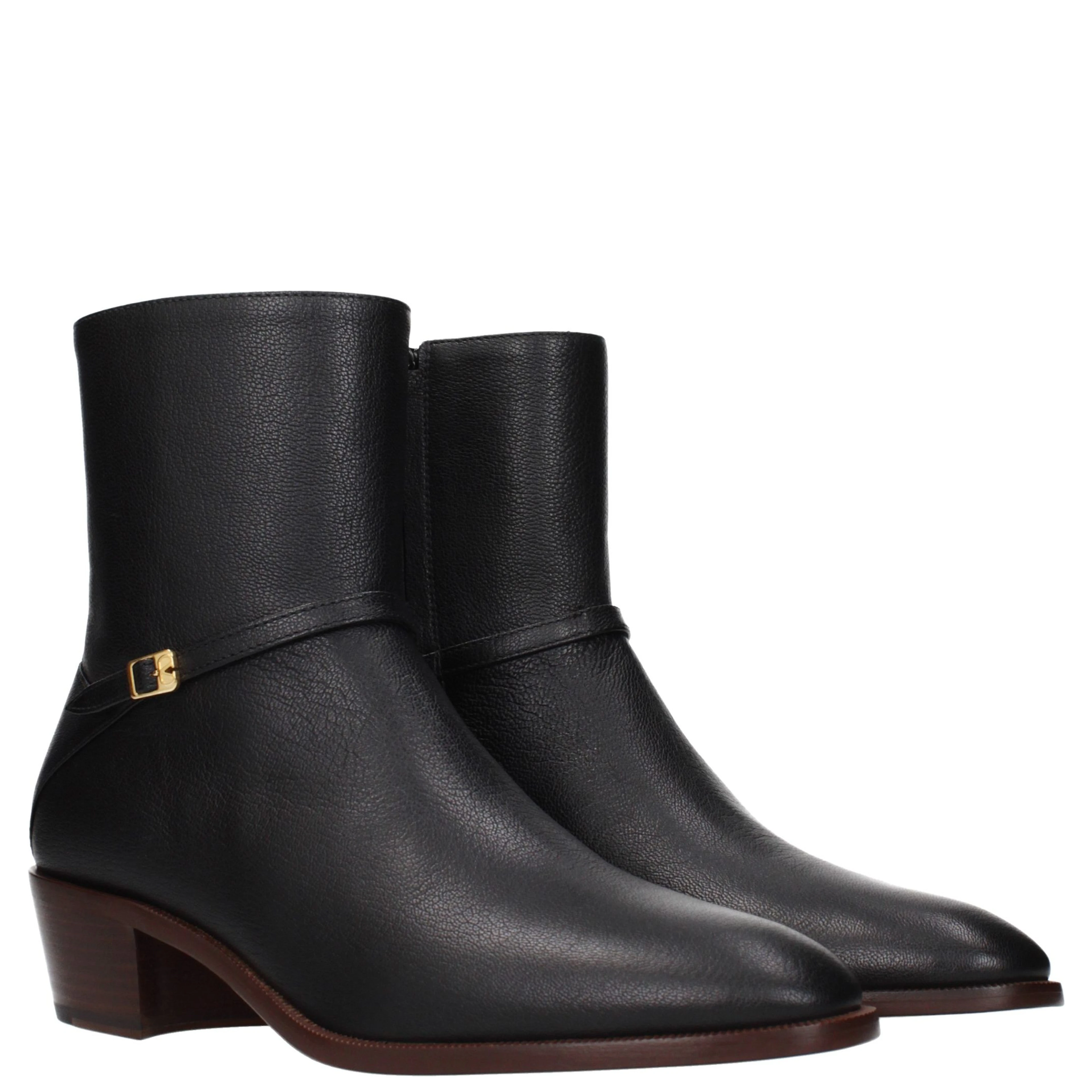 Black Leather Ankle Boots