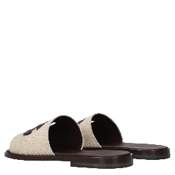 Beige Fabric Slippers