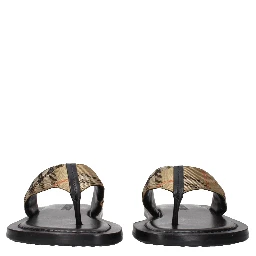Beige Fabric Flip-Flop Sandals