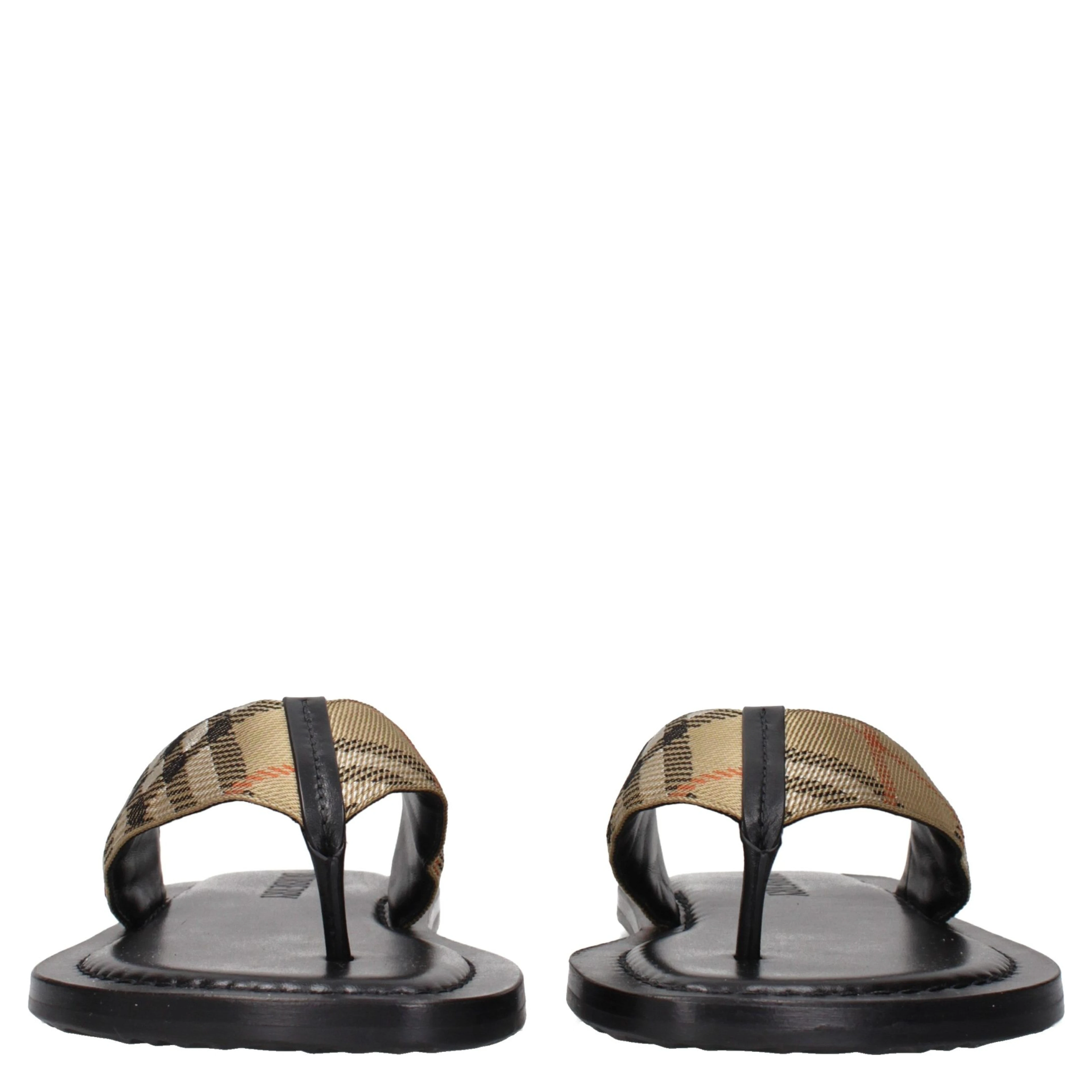 Beige Fabric Flip-Flop Sandals