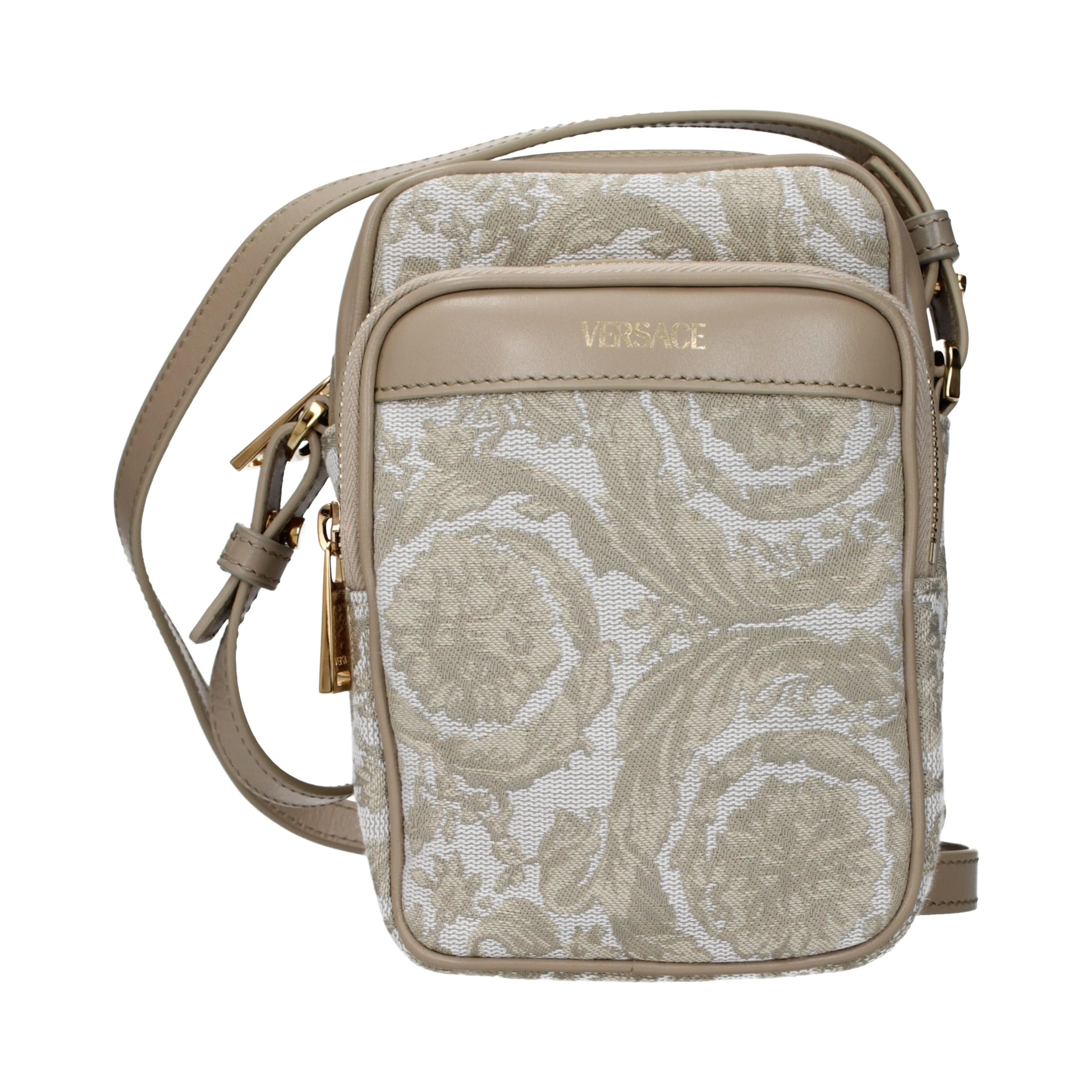 Beige Fabric Crossbody Bag