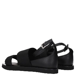 Black Fabric Flat Sandals