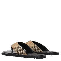 Beige Fabric Flip-Flop Sandals