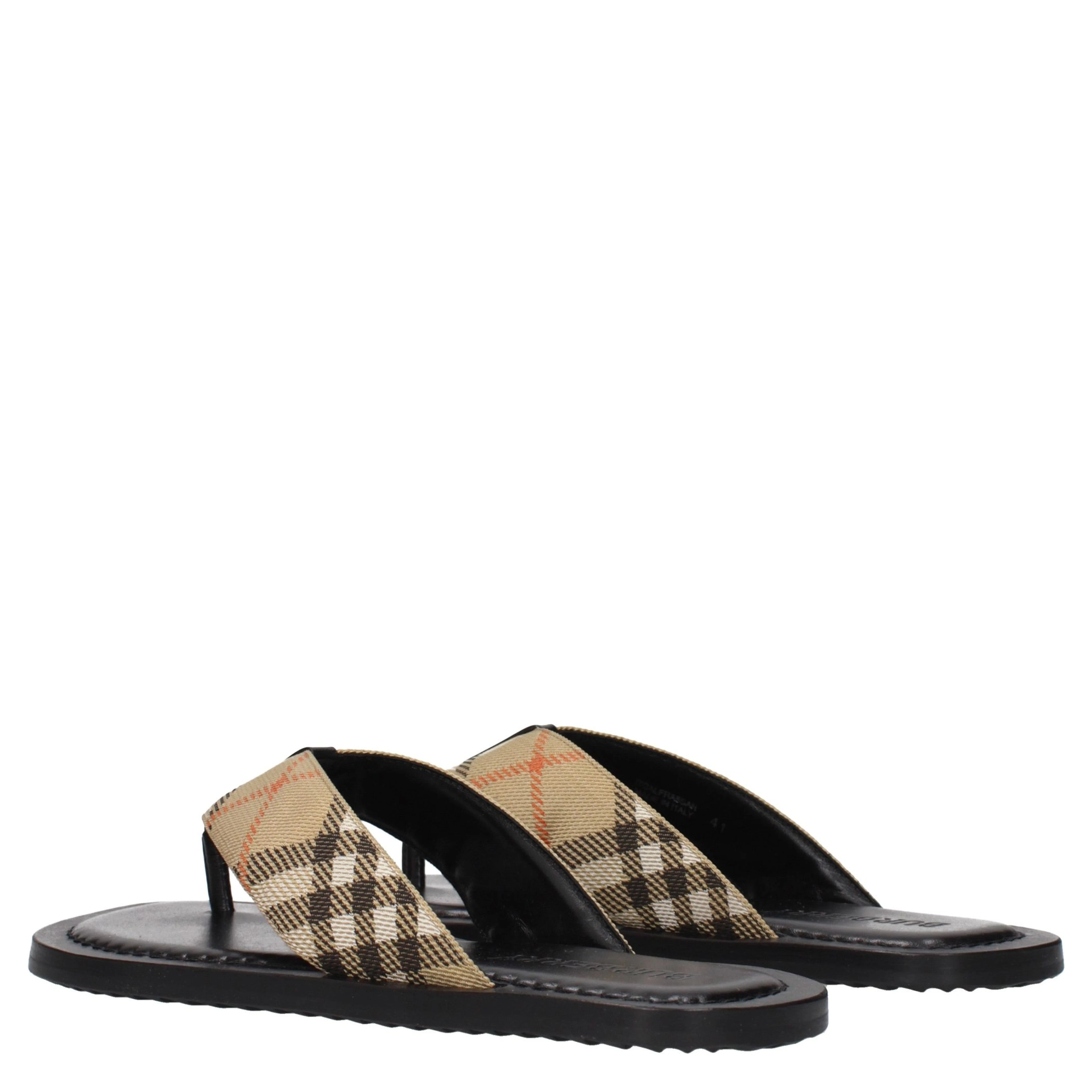 Beige Fabric Flip-Flop Sandals