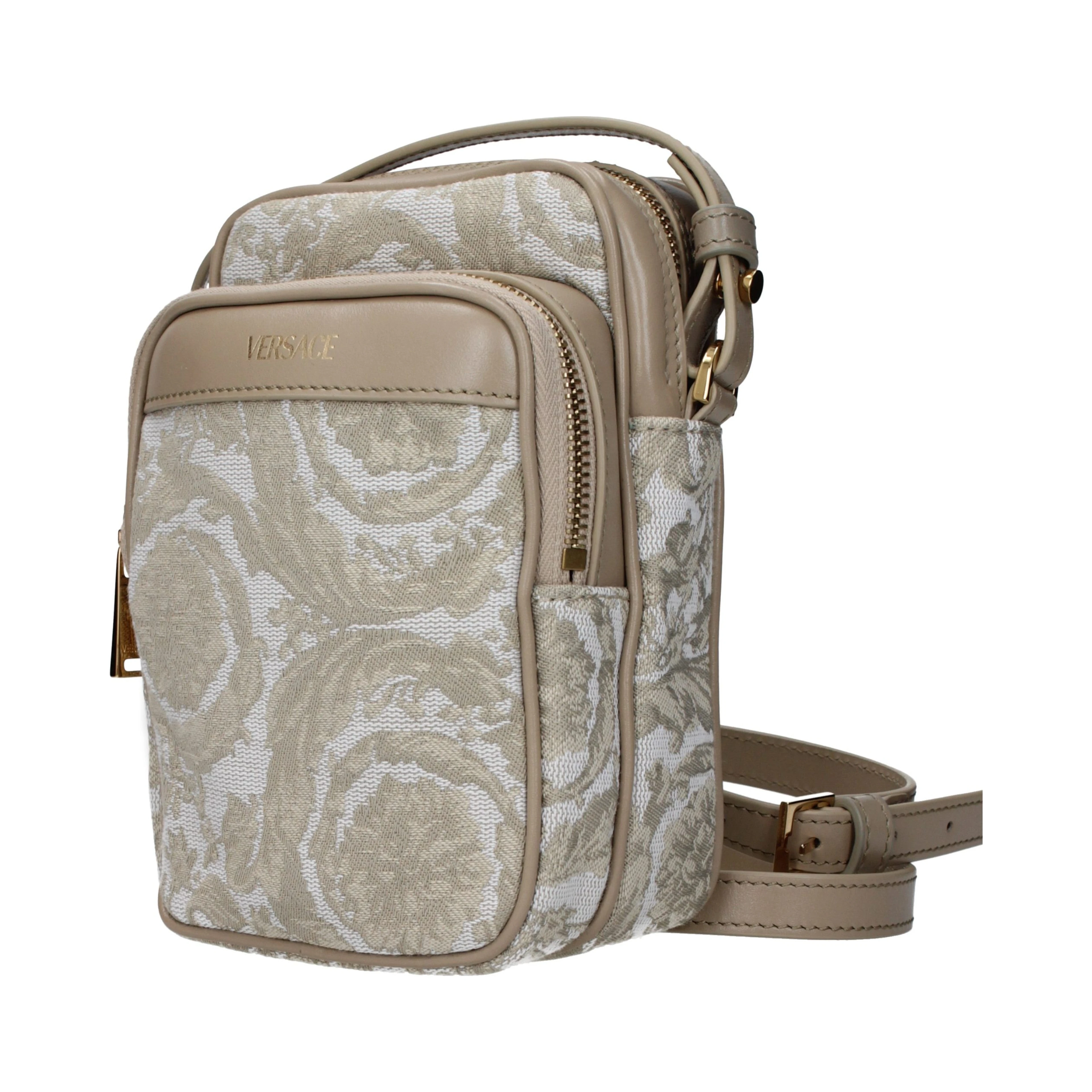 Beige Fabric Crossbody Bag