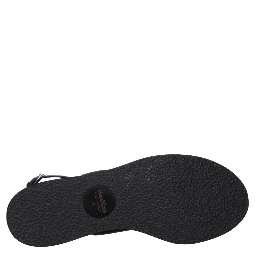 Black Fabric Flat Sandals