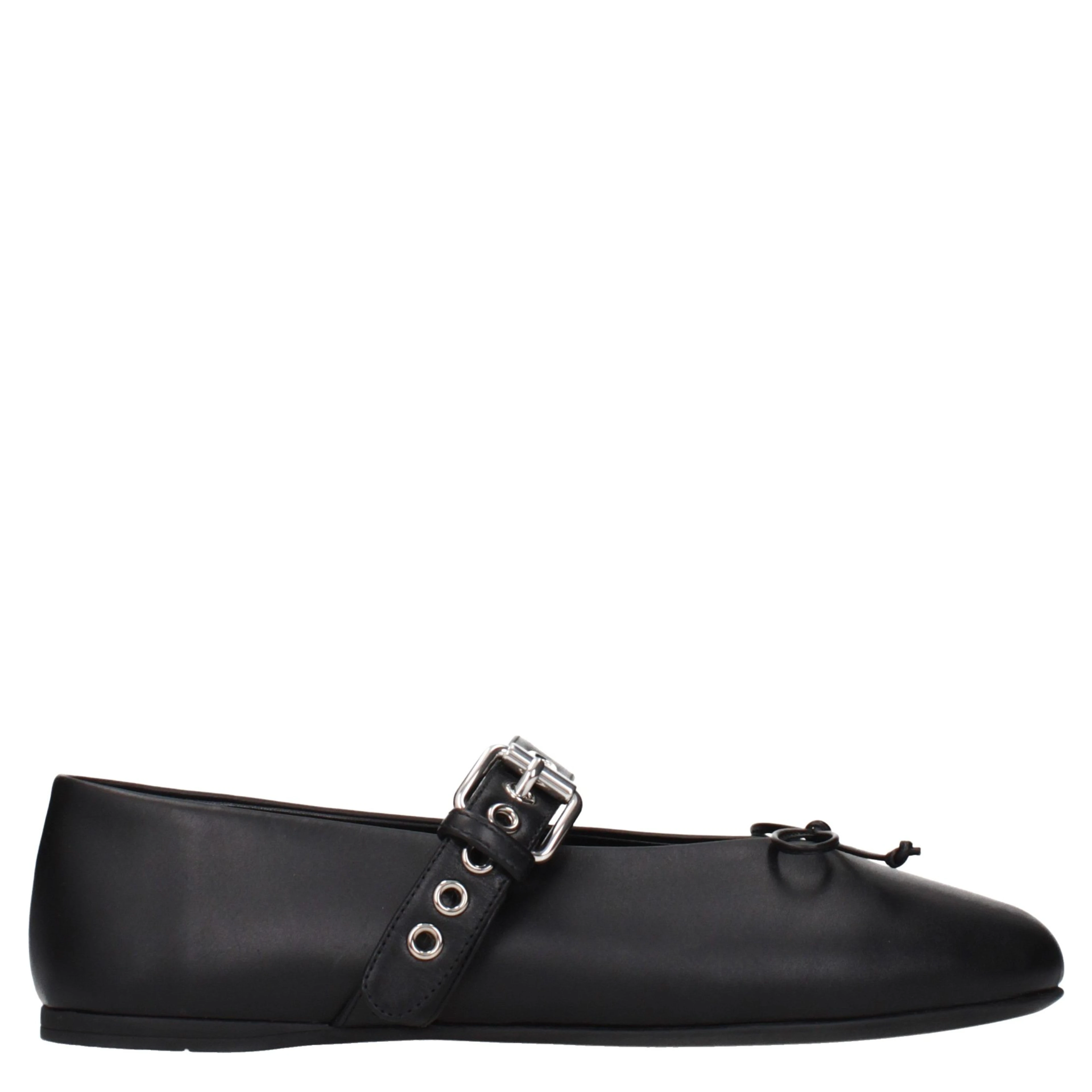 Black Leather Ballet Flats