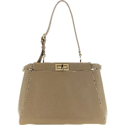 Gray Calfskin Shoulder Bag