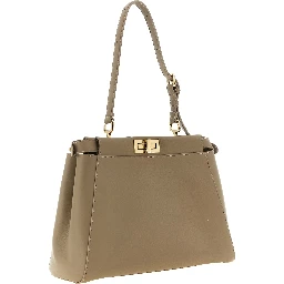Gray Calfskin Shoulder Bag