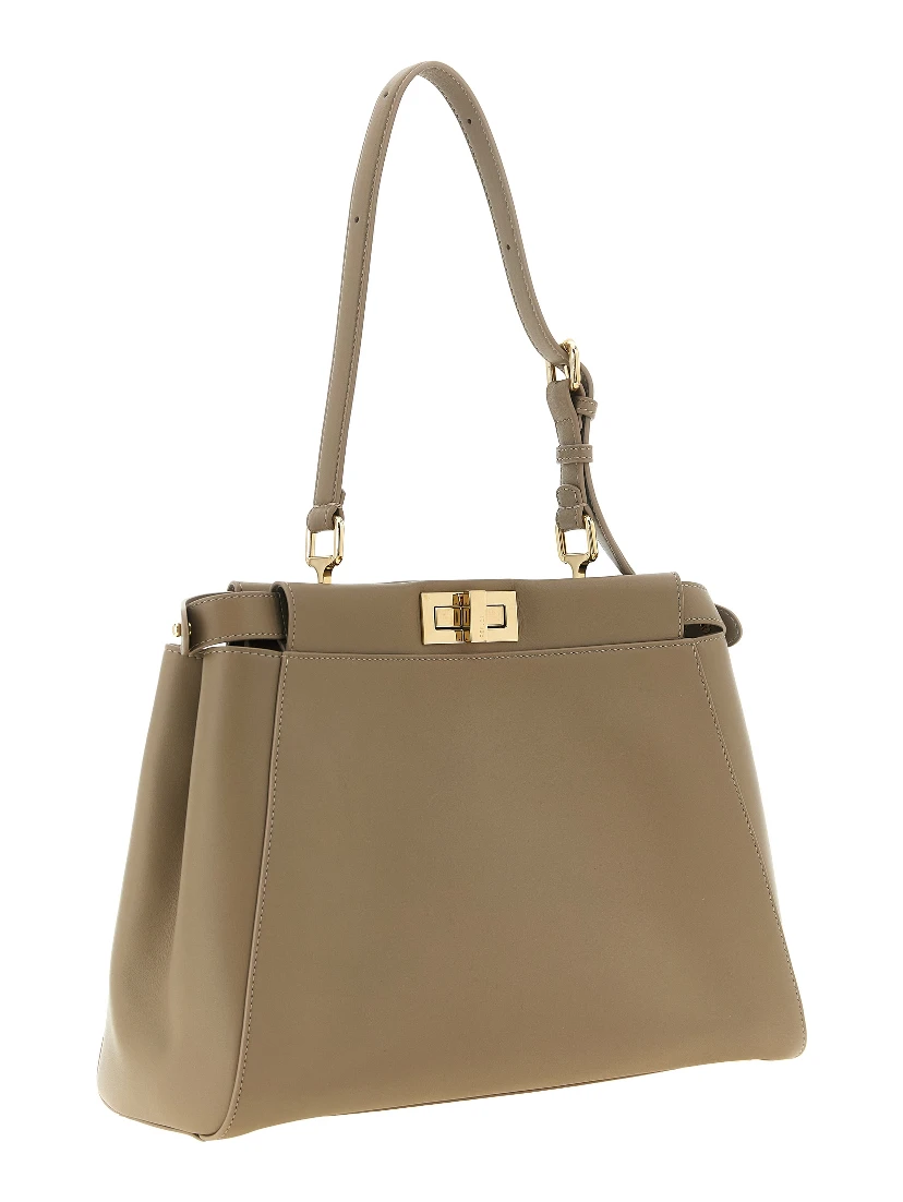 Gray Calfskin Shoulder Bag