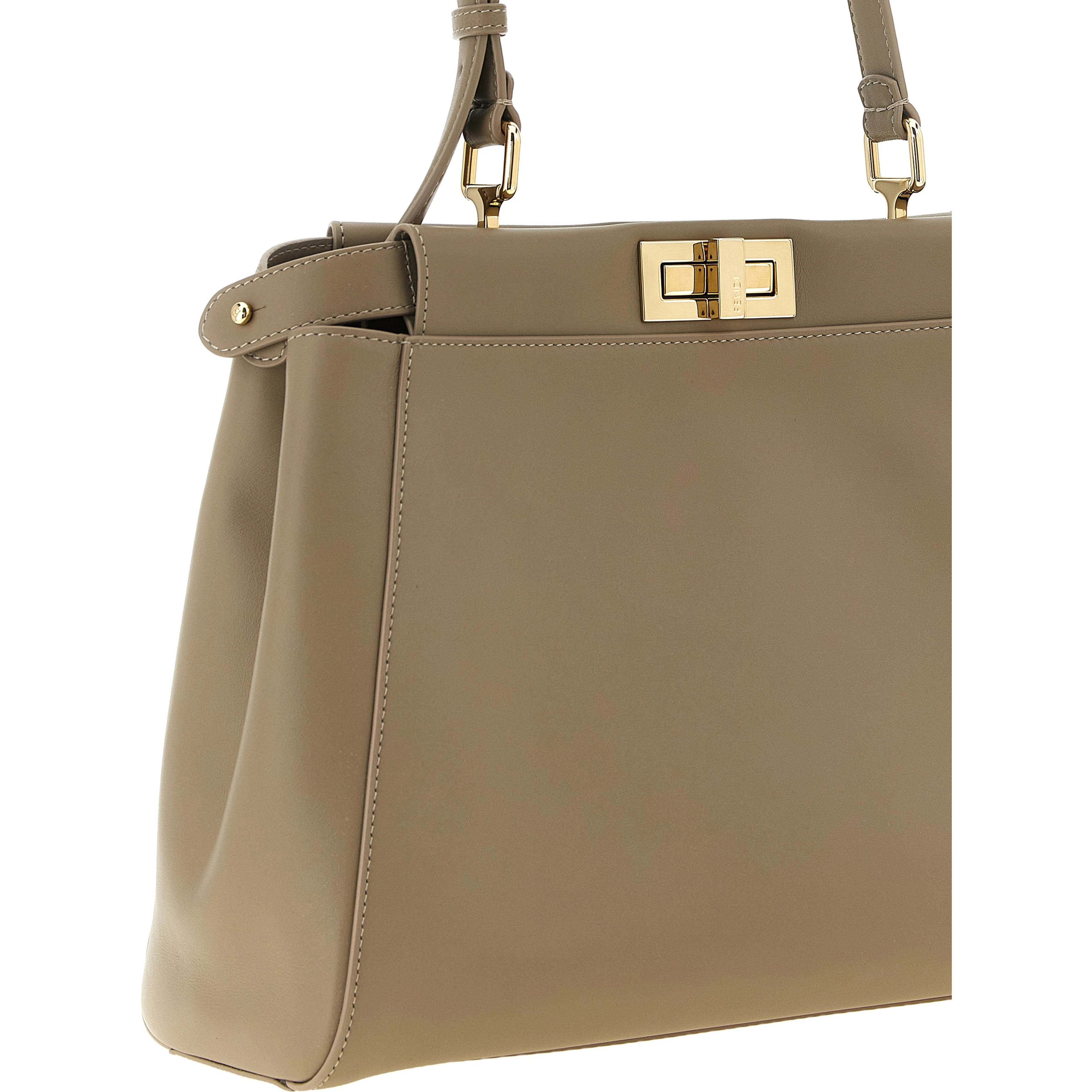 Gray Calfskin Shoulder Bag
