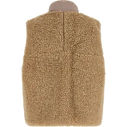 Beige Polyester Sleeveless Jacket
