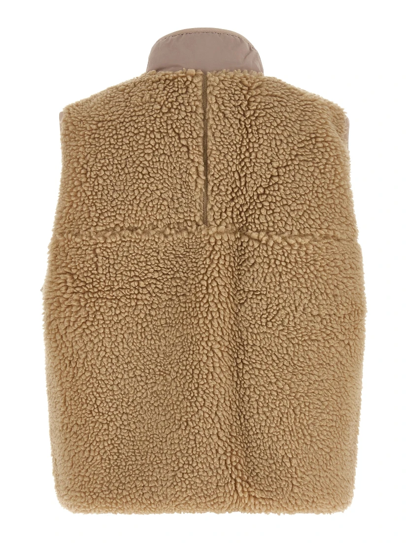 Beige Polyester Sleeveless Jacket